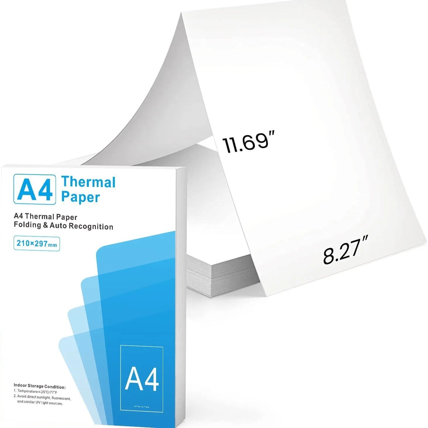White A4 thermal paper for portable thermal printers with quick-drying thermosensitive coating