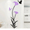 3D lily acrylic wall sticker in pink colour showing dimensional floral design