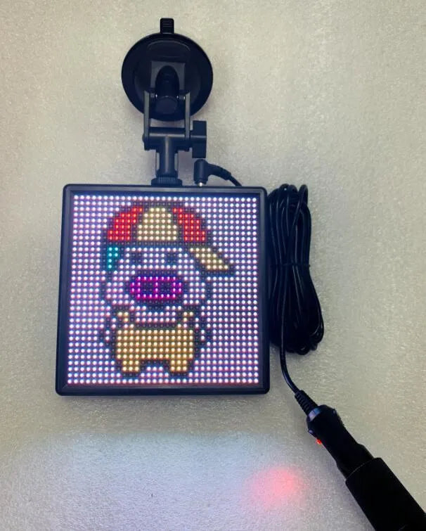 Bluetooth wireless LED car display screen with aluminium frame and 32x32 RGB LED matrix