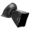 Black camera LCD viewfinder with magnetic mount for DSLR video shooting.