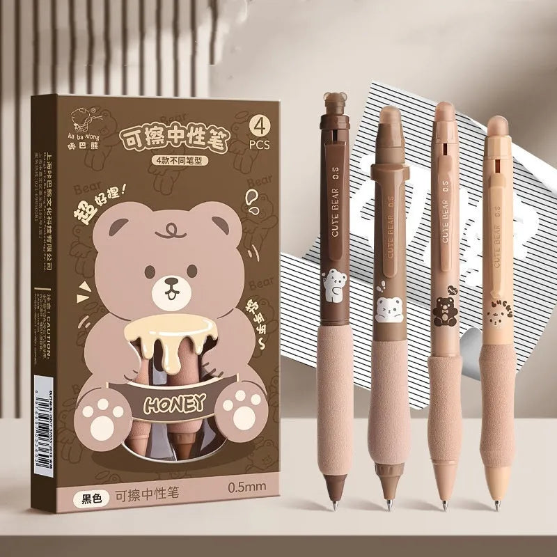 Cartoon erasable gel pen with 0.5mm tip in panda, bear or yellow hooded design