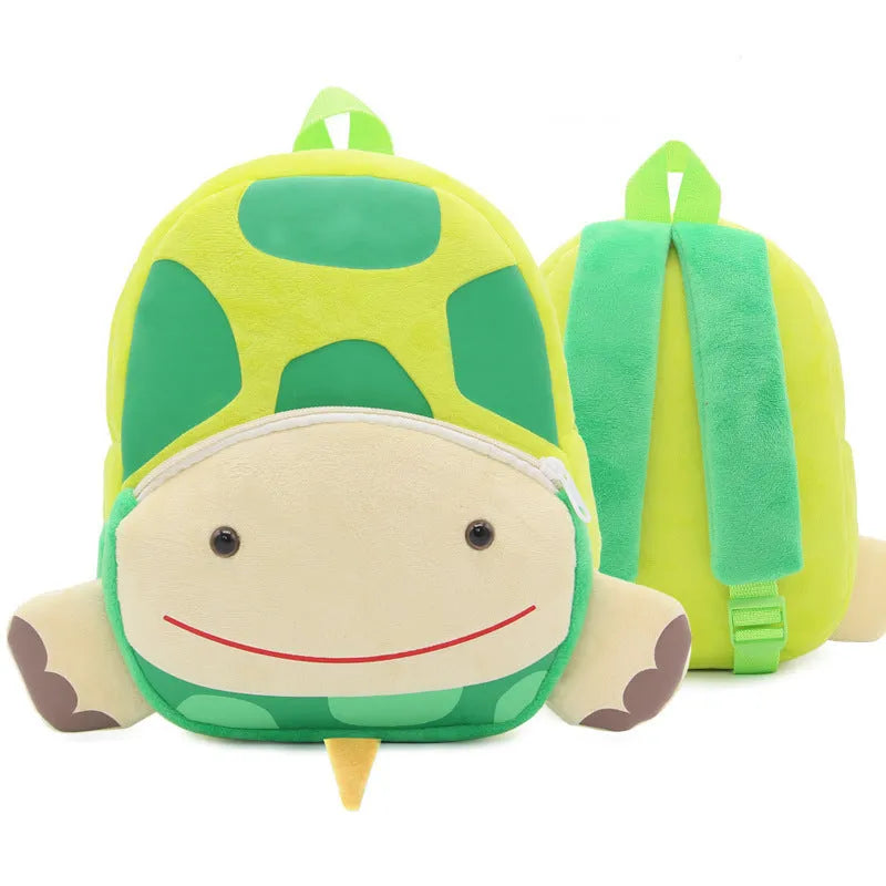 Small cloth animal backpack for kindergarten children, 26.5x24x10.5cm, with zipper pocket, available in multiple colours