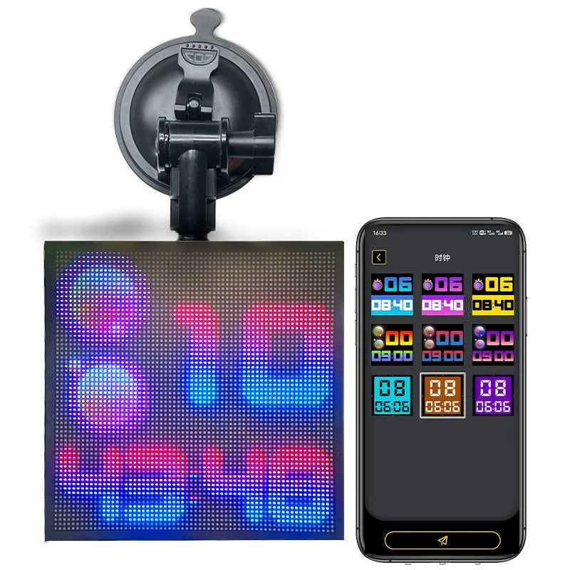 Bluetooth wireless LED car display screen with aluminium frame and 32x32 RGB LED matrix
