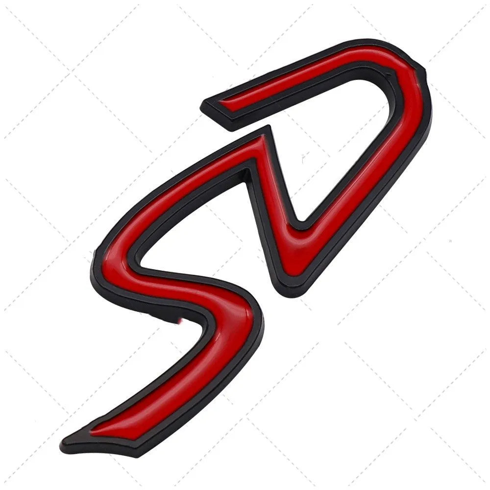 Metal decorative car bumper sticker in SD size with red and silver colour combination