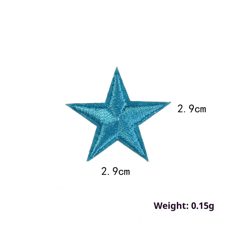 Five-pointed star embroidery label cloth stickers in assorted colours for clothing decoration