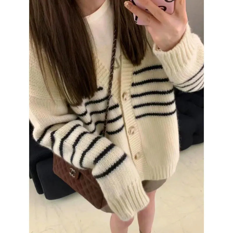 Japanese Korean style collar button cardigan sweater with 3D pattern in pictured colour