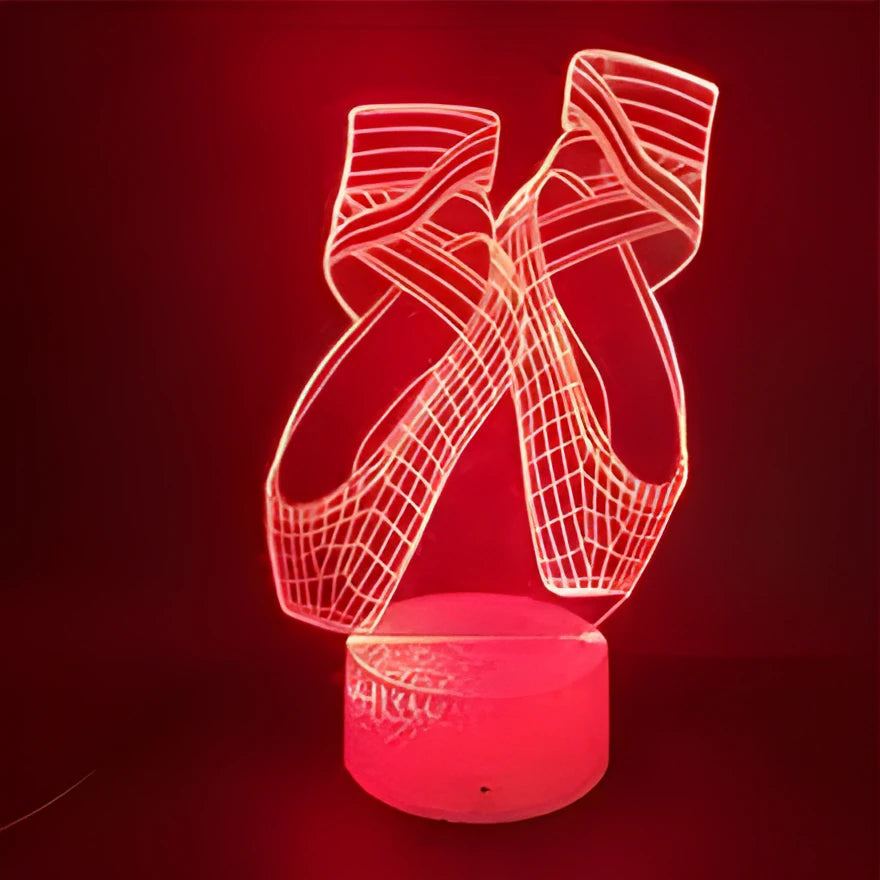 3D acrylic ballet dancing shoes LED night light on ABS base with remote control.