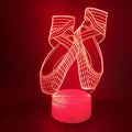 3D acrylic ballet dancing shoes LED night light on ABS base with remote control.