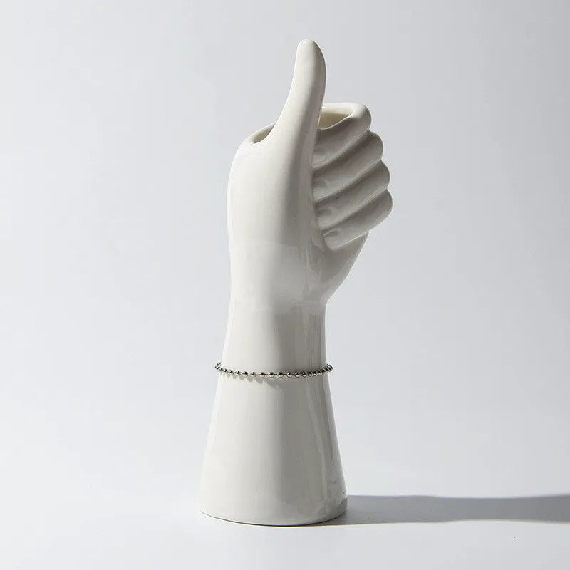 Ceramic human body figurine vase with colour glaze finish, 19cm girl style, on a shelf