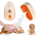 Yellow 4-in-1 cat steam brush with silicone teeth, water tank, and UV lamp for pet grooming.