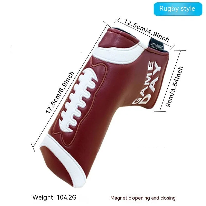 Golf straight bar putter sleeve in various designs including four-leaf clover, smiley face, and animal styles.