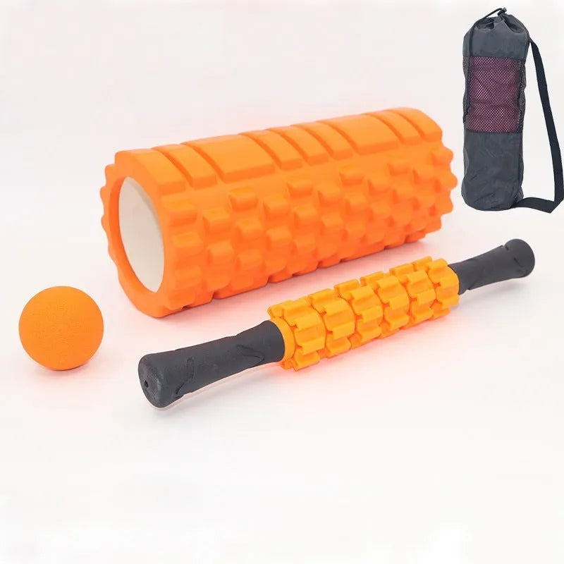 33cm black fitness foam roller with six segmented pieces for muscle massage