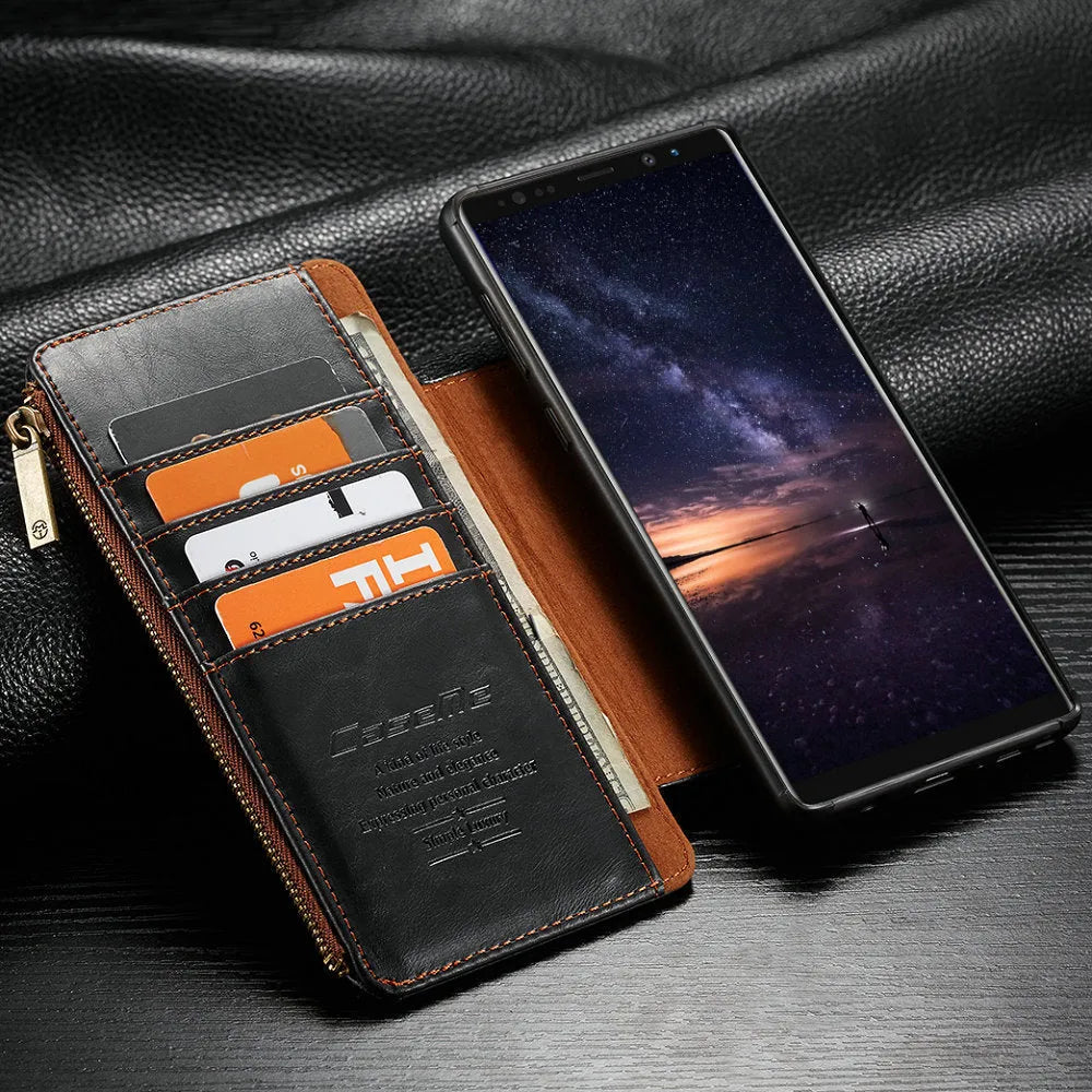 Black PU leather flip phone case for Samsung Note9 showing front cover closed.