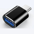 USB Type-C to USB-A OTG adapter in three colour options: black, silver, and gold