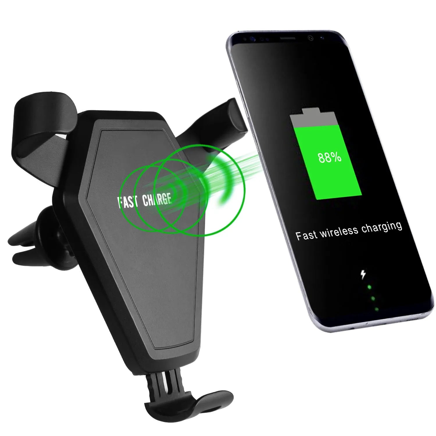 Black car wireless charger magic array with Micro USB input for vehicle charging