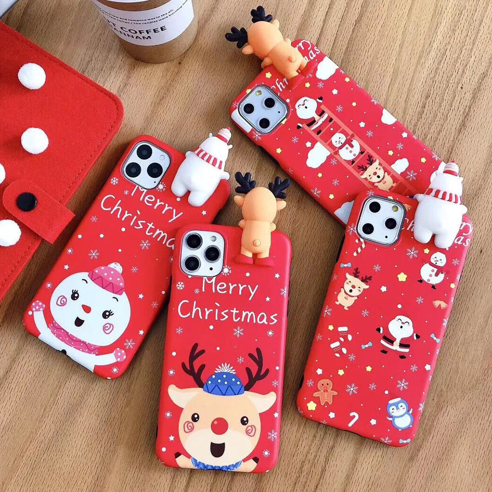 Silicone Christmas back cover case for iPhone in assorted festive colours.