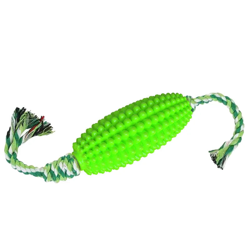 Interactive dog toothbrush toy in corn shape, TPR material, Green colour, for cleaning teeth