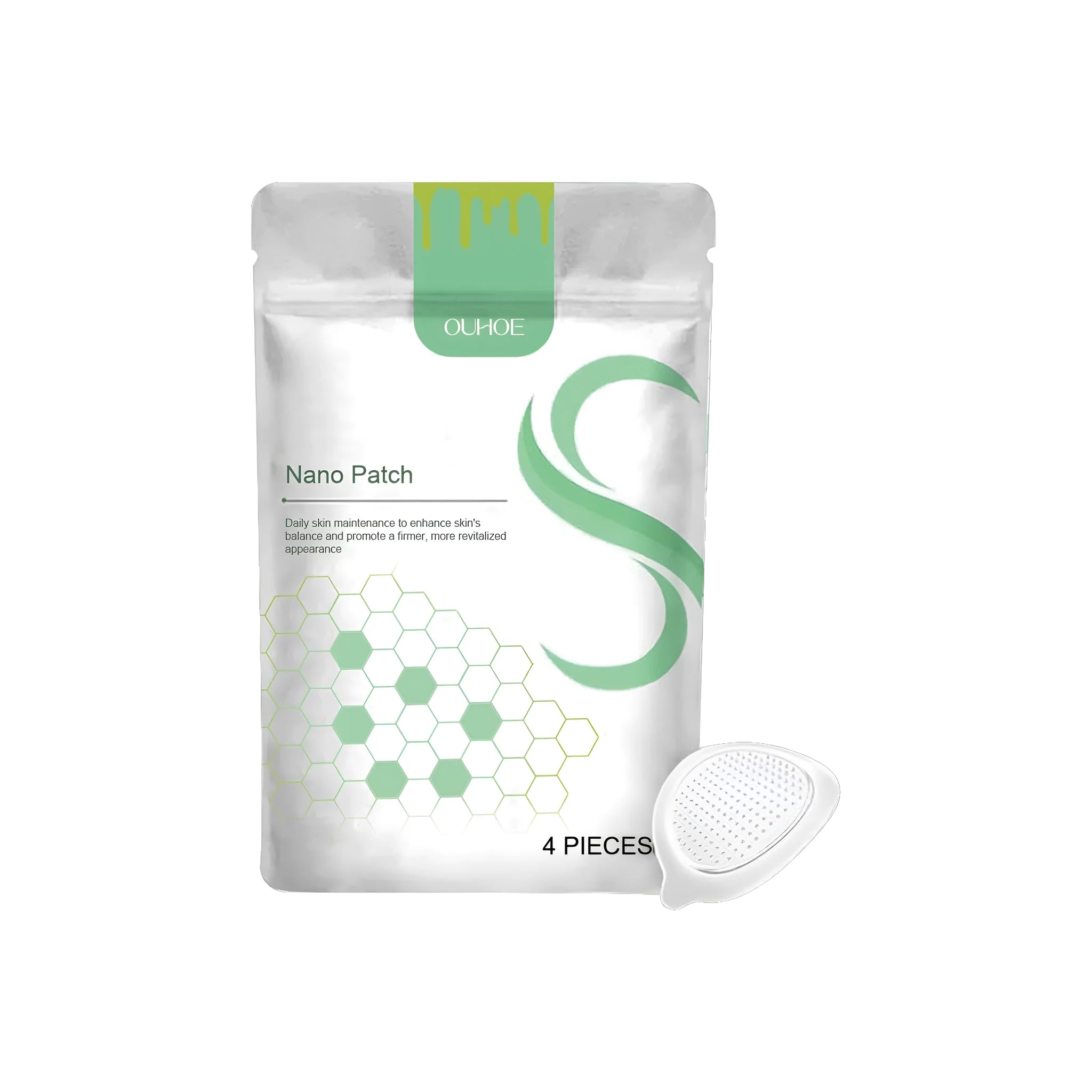 Pack of four micro needle body shaping care patches for skin firming with bee venom and botanical extracts.