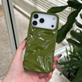 Three-dimensional pleated pattern TPU phone case in QF pleated green for iPhone 13 Pro Max