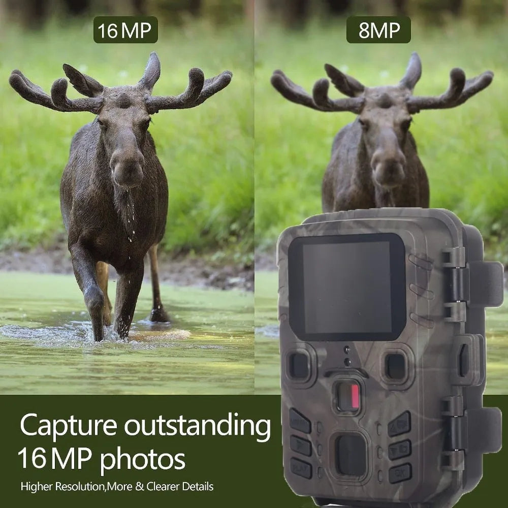 Black infrared night vision monitoring device with TF card slot and 12 megapixel sensor