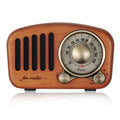 Retro style wooden mini wireless Bluetooth speaker in cherry wood or walnut finish.
