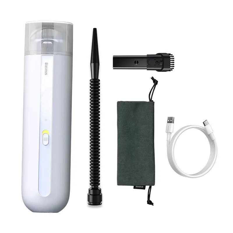 Starry Sky Black wireless handheld car vacuum cleaner with blowing hose on a car seat