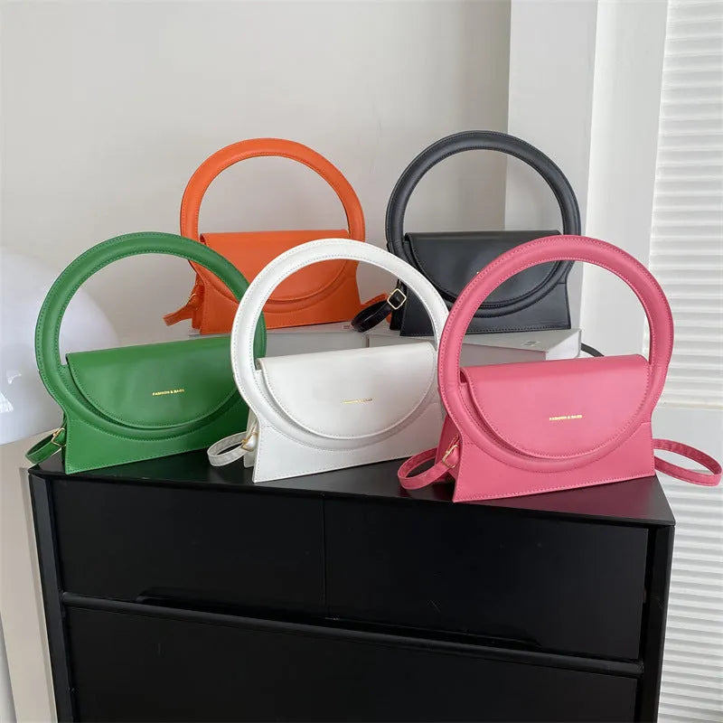 Horizontal square PU leather messenger bag with sandwich pocket design in five colour options