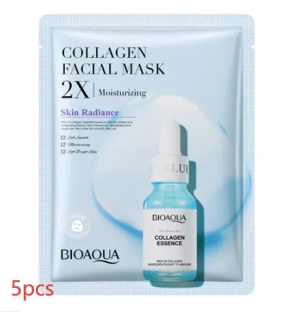Collagen and hyaluronic acid facial sheet mask in 30g gel format with Vitamin C and Centella Asiatica options