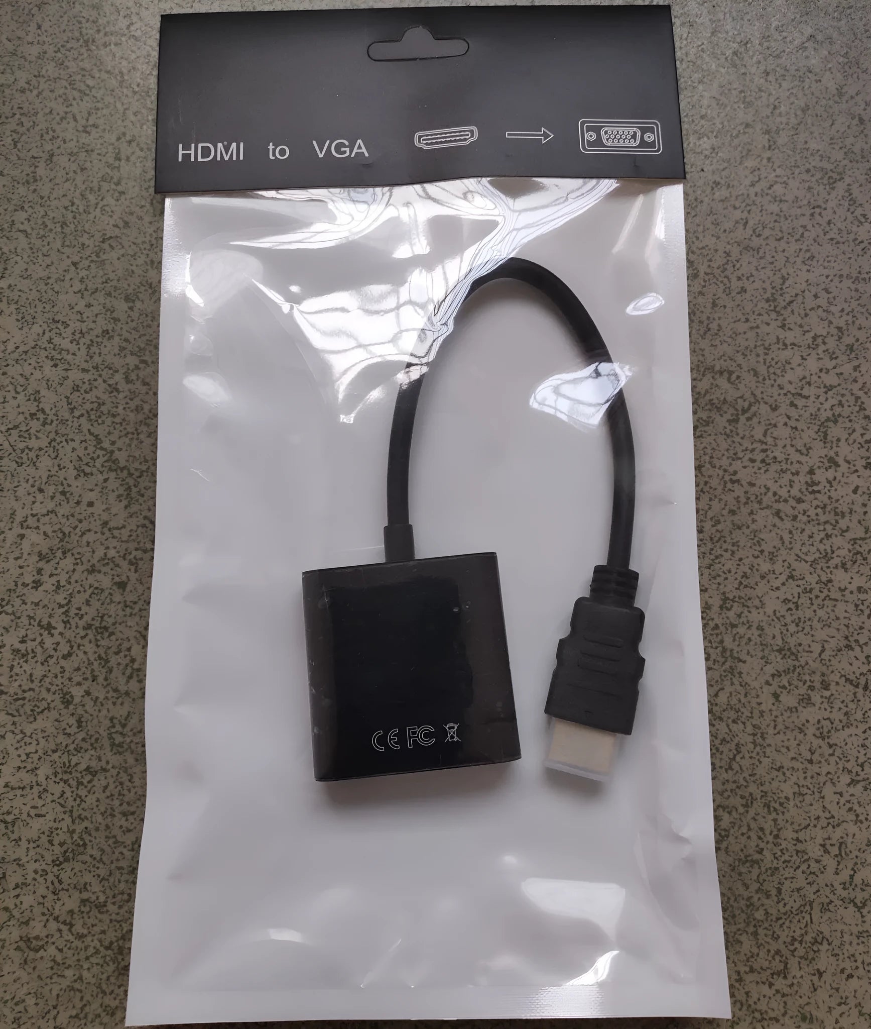 HDMI to VGA female adapter cable with 0.3 metre black copper wire