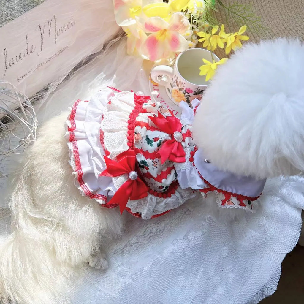 Rabbit skirt princess dog dress for small dogs in L size with 45cm chest circumference