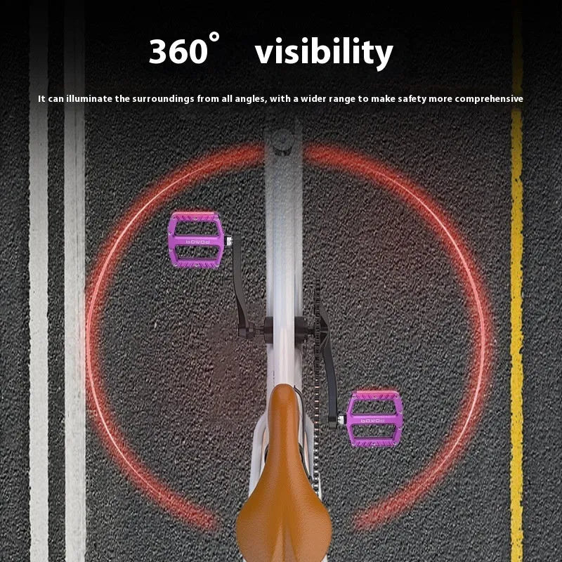 Aluminium alloy bicycle pedals with 710LED illumination in multiple colour options