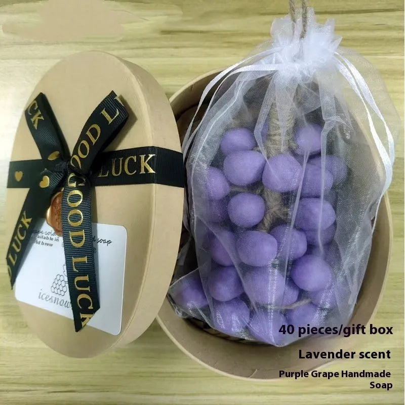 Handmade grape soap bars in four grape variants with 120g weight and multiple packaging options