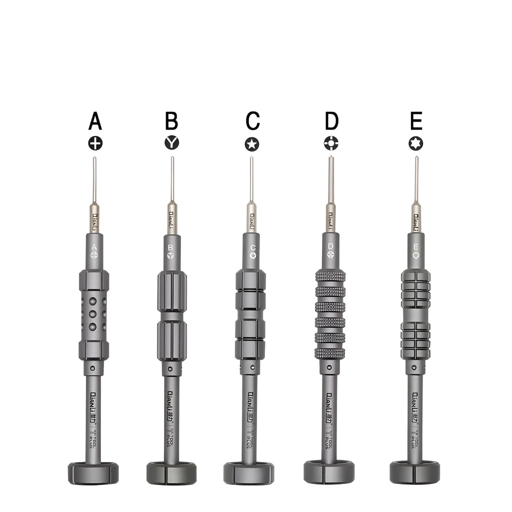 iPhone screwdriver set with grenade-shaped aluminium handle and multiple precision bits for mobile phone repair