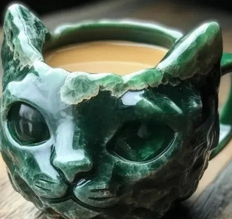 Geode crystal pattern cat cup resin craft mug in pastel colours for decorative display