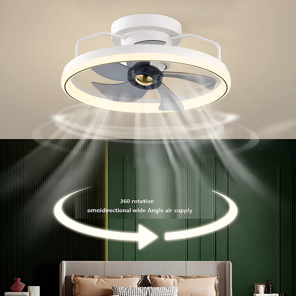 500mm diameter ceiling fan lamp with integrated light fitting in modern design with polycarbonate blades