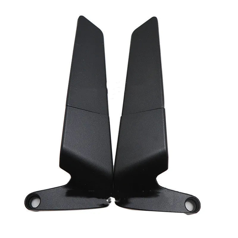 Black universal motorcycle rearview mirror pair with aluminium alloy housing and glass surface
