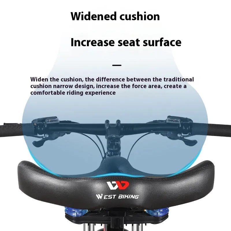 Black leather bicycle seat cushion with polyurethane foam for shock absorption