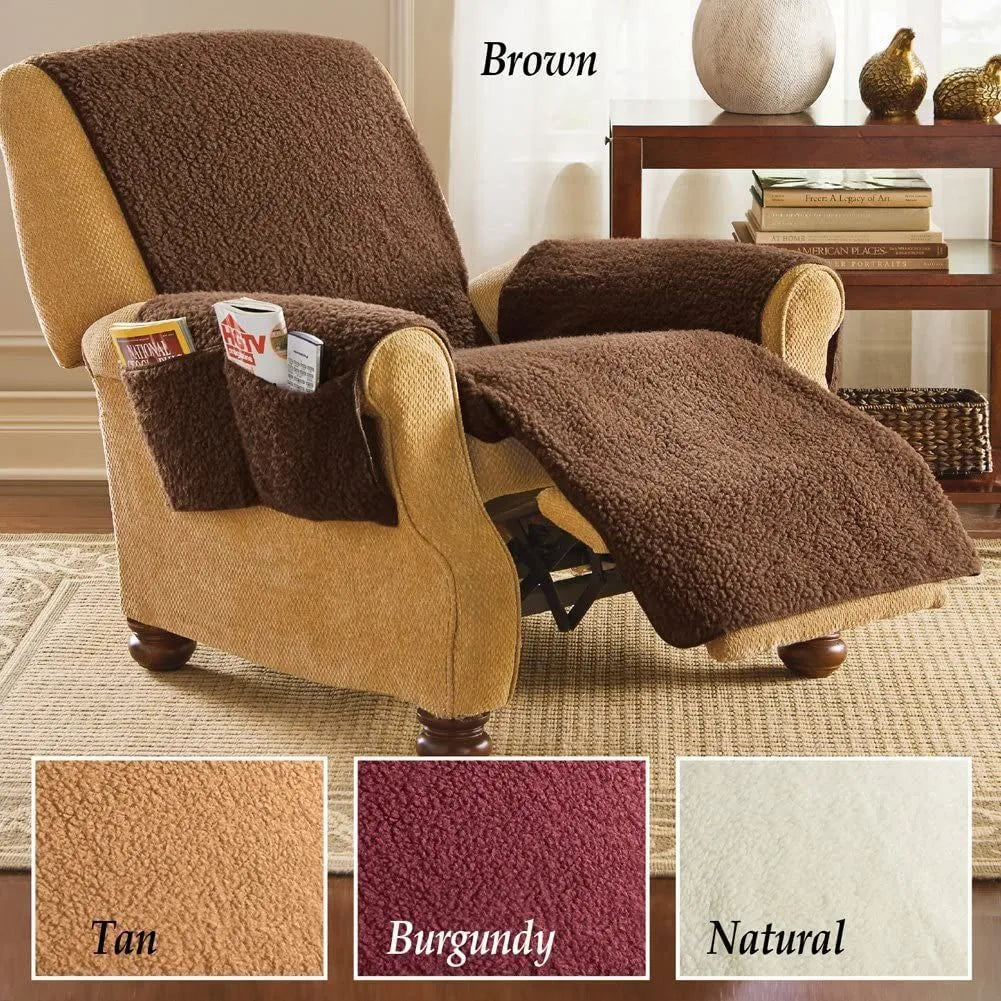 Polyester sofa cushion slipcover in lamb wool colour with universal fit for furniture protection