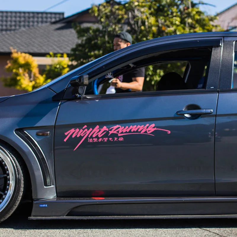 Black Nightwalker car decal sticker for rear windshield measuring 20cm by 7.5cm.