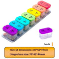 Extra large white or rainbow colour portable pill box with 14 removable compartments for medication organisation