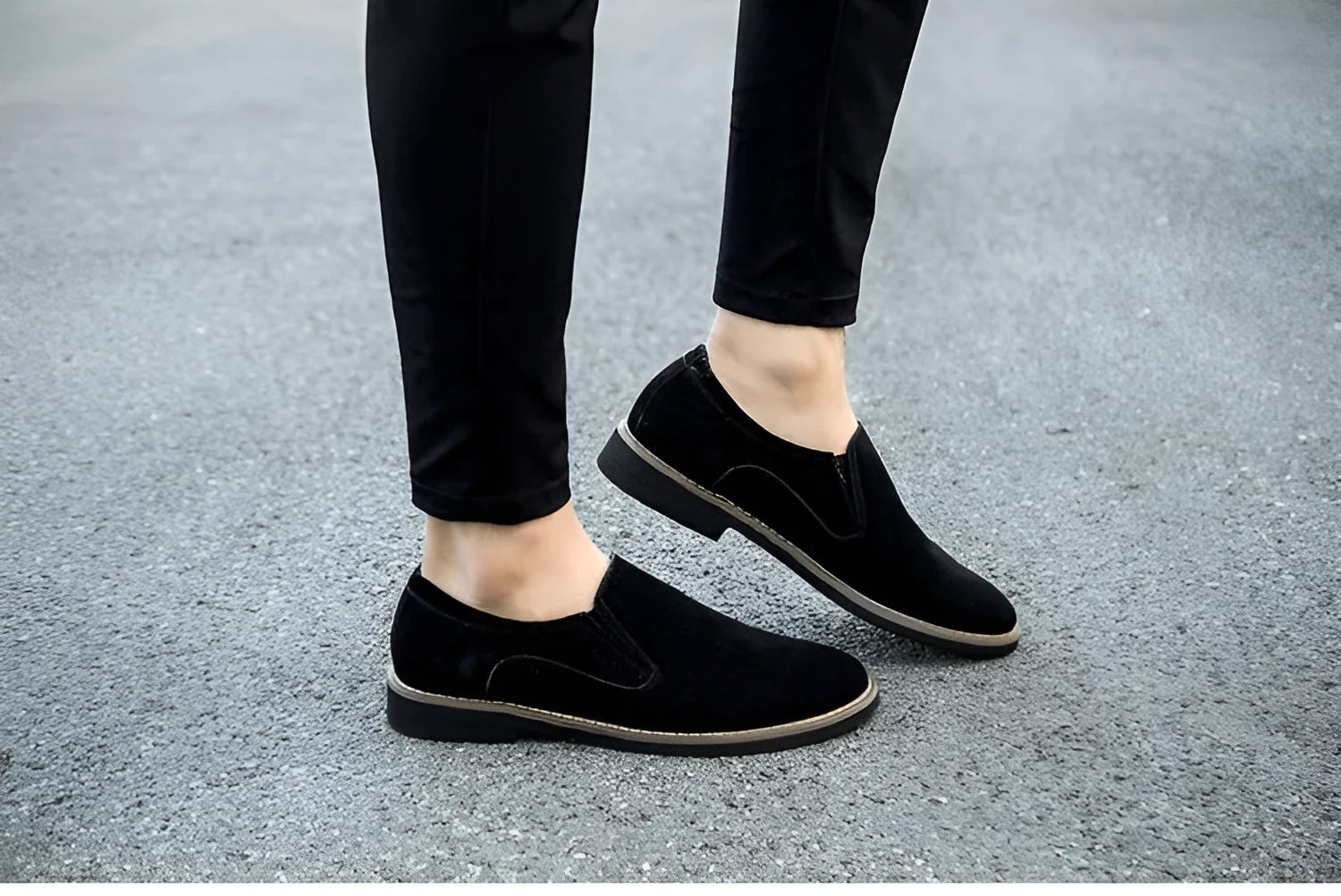 Men's casual leather shoes frosted round toe low heel solid colour artificial PU upper rubber sole flat heel