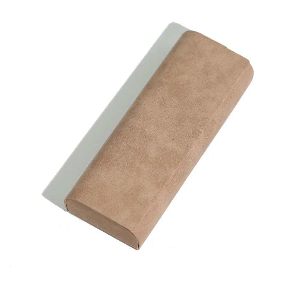 Leather glasses case in gray for storing reading or sunglasses