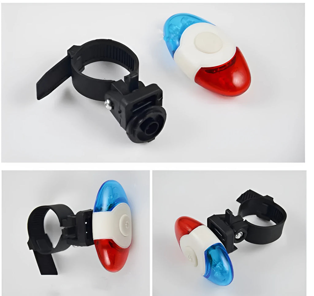 Red and blue 4LED equipment tail light with an adjustable mounting base.