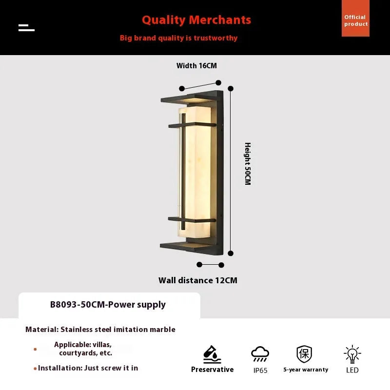 50cm aluminium strip wall lamp with IP65 waterproof rating for outdoor garden use