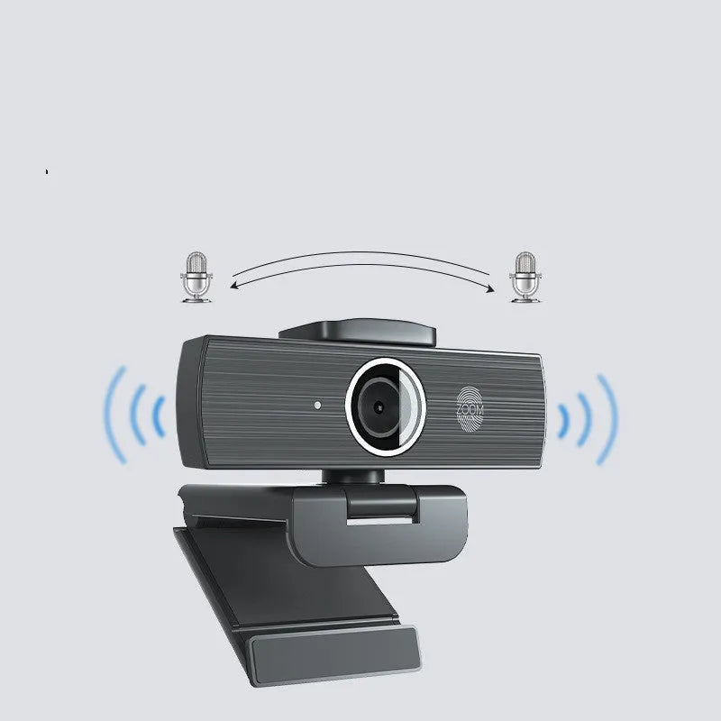 Black Camera Zoom network computer webcam with USB cable and magnetic privacy cover for 4K video conferencing