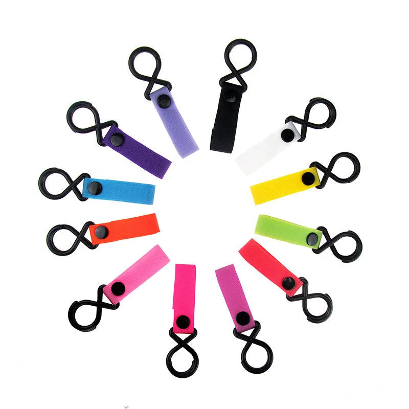 Nylon luggage velcro hook showing multiple colour options against travel bag background