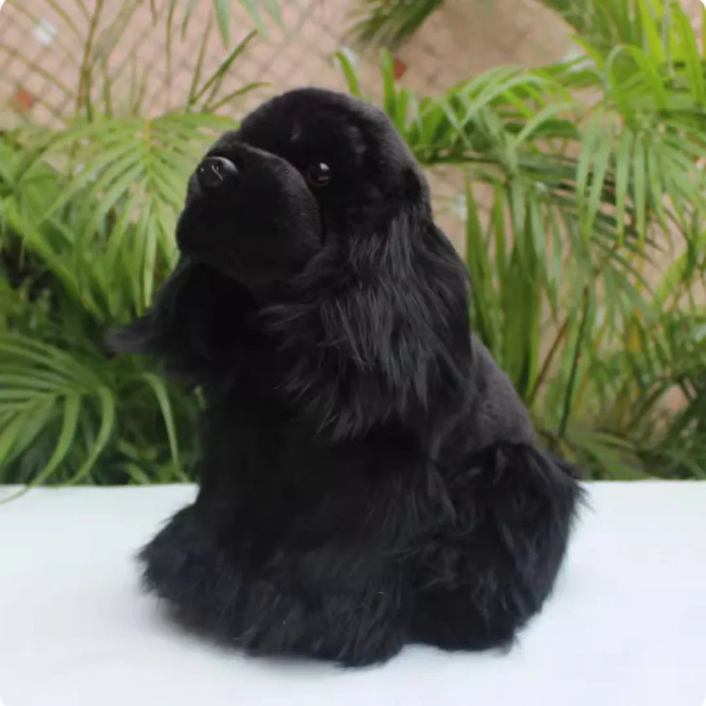 Black simulated cocker dog plush toy 27cm PP cotton filler unisex