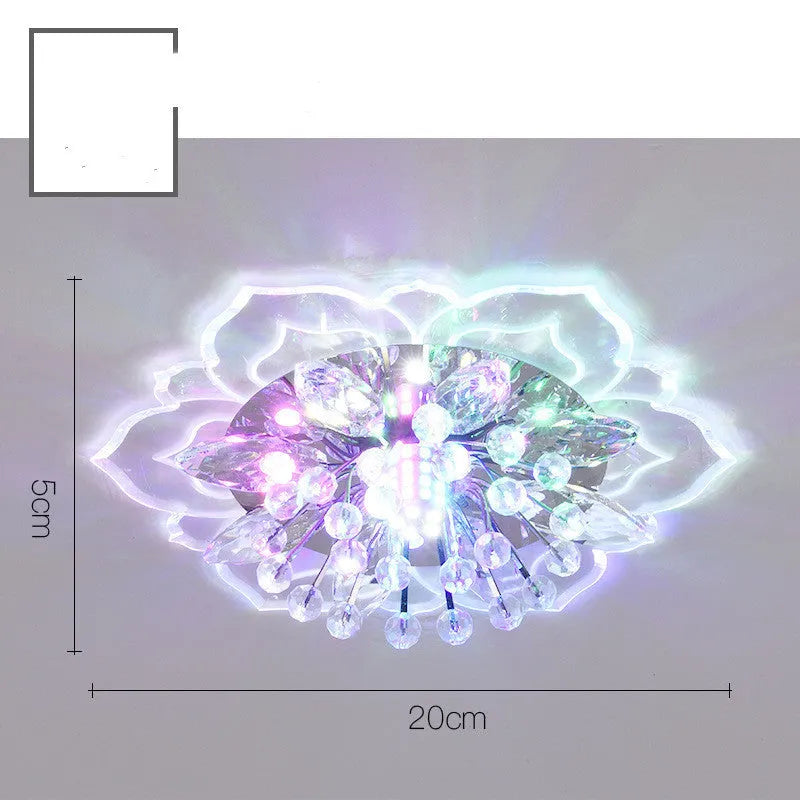 Modern crystal ceiling lamp with flower-shaped shade and LED lighting