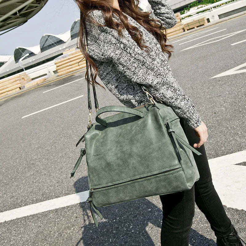 Retro matte leather crossbody messenger bag with adjustable strap available in four colours