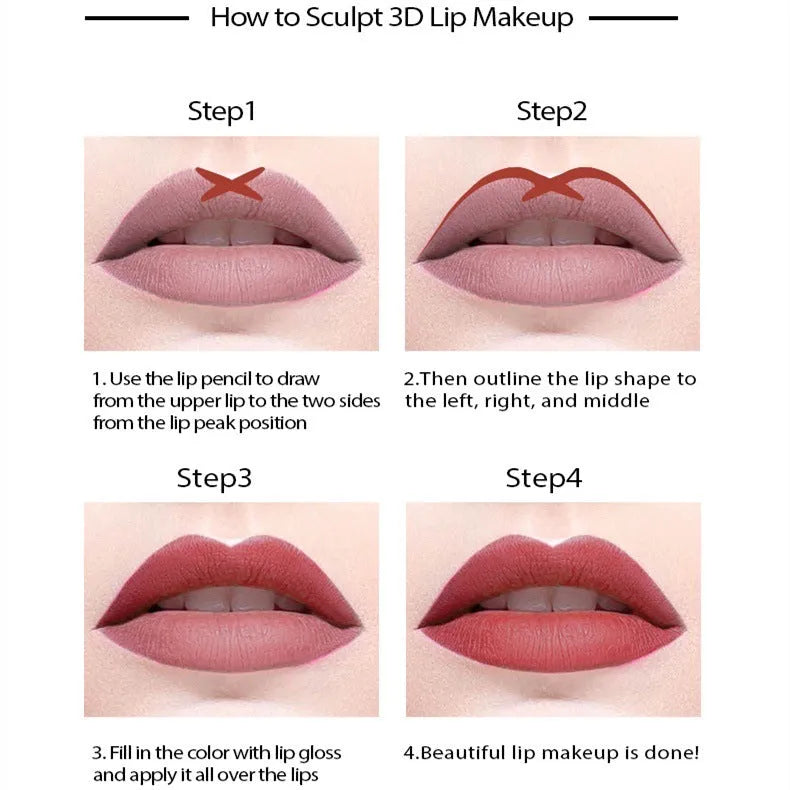 Matte finish lip liner pencil in wood casing showing 14 colour options numbered 201-214